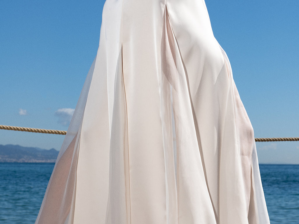Champagne satin Midi Dress - MIRAGE
