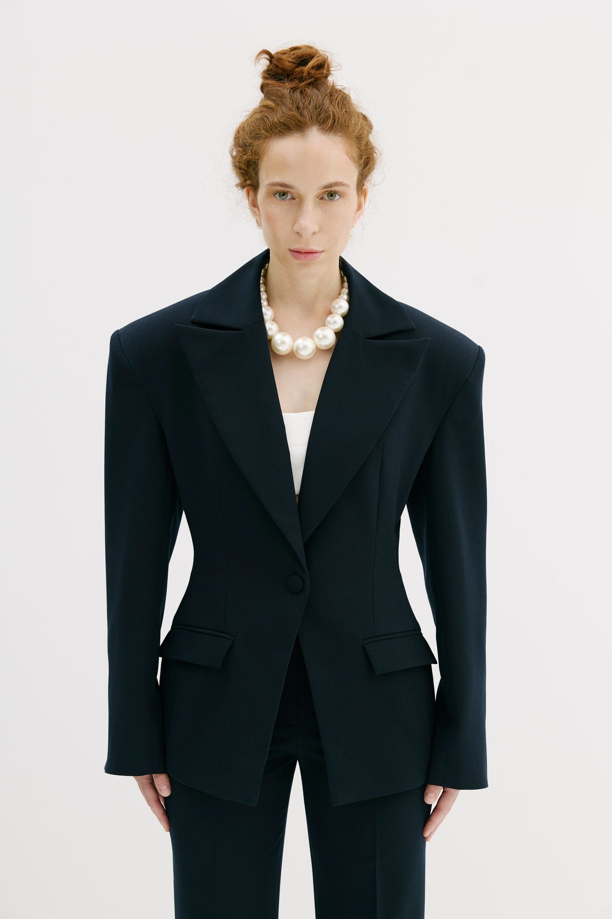 CRYSTAL - Sculpted blazer in Deep Navy